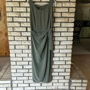 100% Silk Vintage Olive Green Maxi Dress